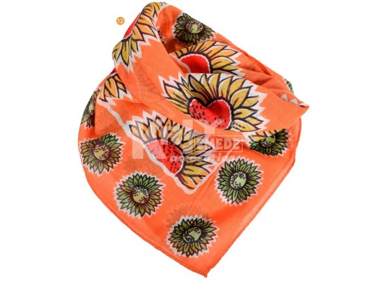 Pañuelo 50x50cm estampado girasol naranja x unidad