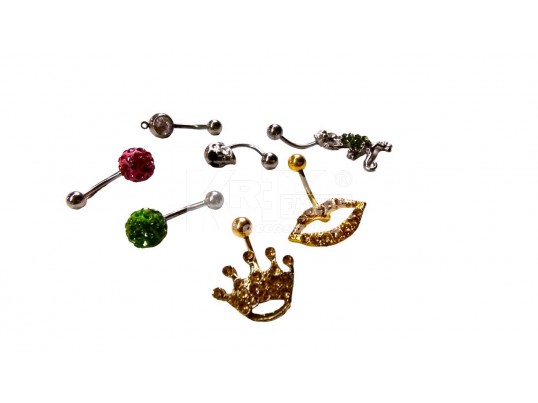 Piercing ombligo con strass surtidos x pack de 37u.