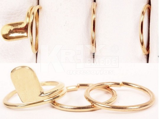 Set x 3 anillos falange uña y 2 lisos