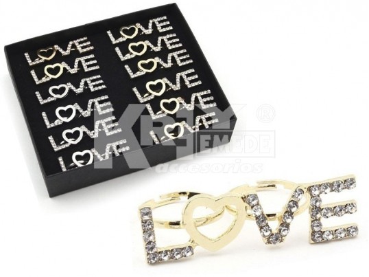 Anilllo doble love con strass en caja