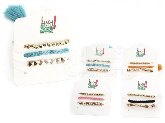 Set pulsera x 3 trenza borla