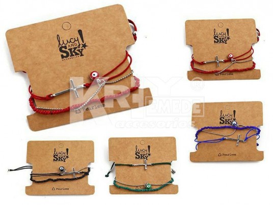 Set pulseras cruz y ojito x3u