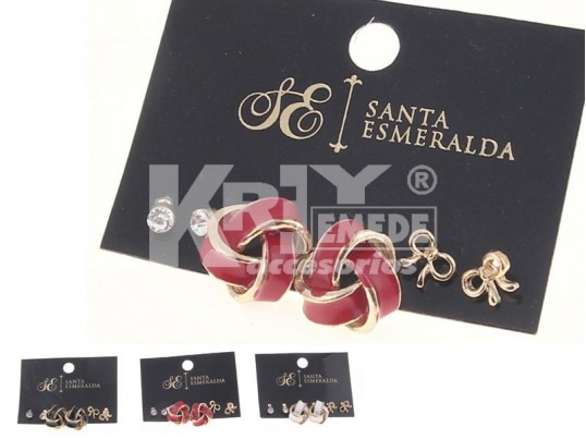 Set aros strass-nudo-moño x3pares