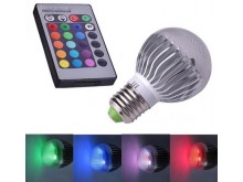 Lámpara led rgb bulbo E27 3W con control remoto